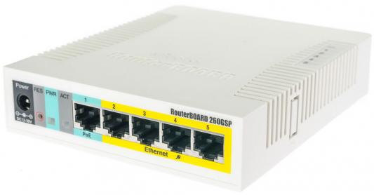 Коммутатор MikroTik RB260GSP RouterBoard 260GSP 5 портов управляемый L2 Gigabit Switch SFP POE