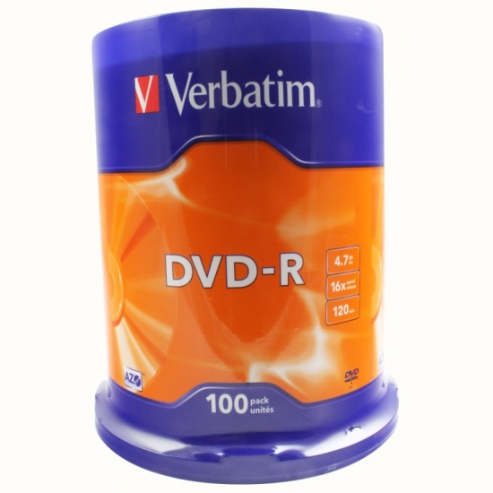 Диск Verbatim DVD-R 16x 4.7 GB 100 штук упаковка