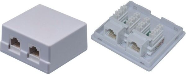 Розетка двойная внешняя NEOMAX NM-SMB-KJ45-U5E-2PD-102-WH Cat.5E UTP 2 порта цвет белый